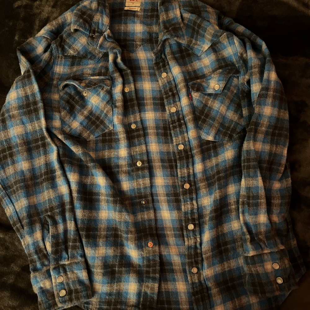 Levi's Blue Plaid Flannel Shirt